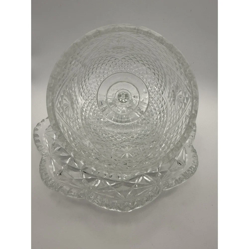 VTG 1973-74 Avon Butter Dish Cheese Ball w/Dome Lid Diamond Pattern Clear Glass